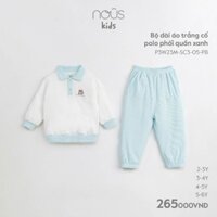 Bộ dài nous áo trắng cổ polo phối quần xanh