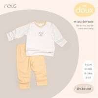 Bộ dài tay cài sau caro vàng Nous Size 12-18M