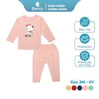 Bộ dài tay cài vai in hình gấu BENTY BT008 dễ thương cho bé trai, đồ bộ chuyên mặc ngủ