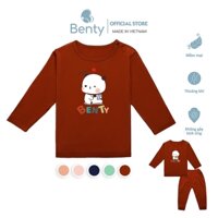Bộ dài tay cài vai in hình gấu BENTY BT008 dễ thương cho bé trai, đồ bộ chuyên mặc ngủ