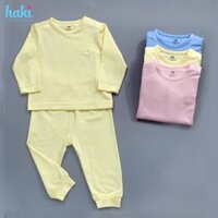 Bộ dài tay cài vai sợi tre bamboo + cotton Haki BB009