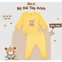 Bộ dài tay cài vai vải sợi tre in Bear Lucky Arich mềm mát cho bé trai, gái từ 6 tháng đến 6 tuổi