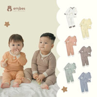Bộ Dài Tay Cho Bé Embes, Bộ Quần Áo Thu Đông Chất Cotton Tăm Mềm Mịn Cho Bé Size
