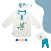 Bộ dài tay cổ trụ in hình Hello BENTY BT047 thấm hút mồ hôi , đồ bộ trẻ em cao cấp