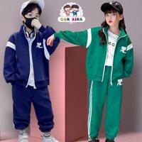 Bộ dài tay Con Xinh phom rộng nỉ bé trai,bé gái style thể thao,set thu đông dành cho trẻ em từ 4 đến 10 tuổi