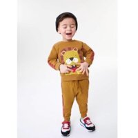 Bộ dài tay thu đông bé trai - Set bộ nỉ da cá sư tử vàng cho bé trai size 1-6t