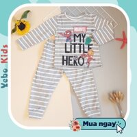 Bộ Dài Tay Thu Đông Bé Trai Xám Kẻ YeBo Kids SP0019