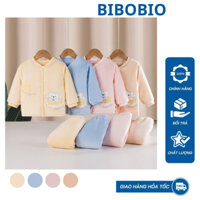 Bộ dài tay trần bông  cho bé trai, bé gái trần bông 3 lớp, hàng xuất cao cấp-BIBOBIO - BO108