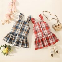 Bộ Đầm Yếm + Chân Váy cotton Họa Tiết Kẻ Sọc Thời Trang Mùa Hè Xinh Xắn Cho Bé Gái