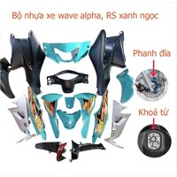 Bộ dàn áo Loại Phanh Đĩa - Khóa Vuông màu Xanh Candy gắn xe Wave RS - wave Alpha - wave S100 đời 2006 đến 2016 -G8598