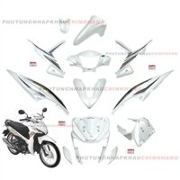 Bộ dàn áo Wave RSX 110 2015 màu Trắng Xám Vành nan hoa Phanh cơ (11 món), Bộ nhựa màu Wave Rsx 110 Thắng cơ 2016 2017 2018 2019