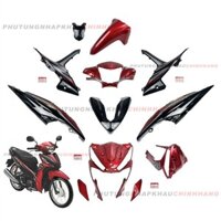 Bộ dàn áo Wave RSX 110 2015 màu Đỏ Đen Vành nan hoa Phanh cơ (11 món), Bộ nhựa màu Wave Rsx 110 Thắng đùm 2016 2017 2018 2019