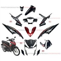 Bộ dàn áo Wave RSX 110 2015 màu Đen Đỏ Vành nan hoa Phanh cơ (11 món), Bộ nhựa màu Wave Rsx 110 Bánh căm 2016 2017 2018 2019