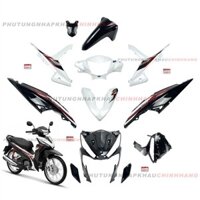 Bộ dàn áo Wave RSX 110 2018 2019 màu Trắng Đen Phanh đĩa Vành nan hoa (11 món), Bộ nhựa màu Wave Rsx 110 2015 2016 2017