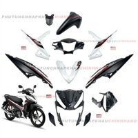 Bộ dàn áo Wave RSX 110 2018 2019 màu Trắng Đen 3D Vành đúc Phanh đĩa (11 món), Bộ nhựa màu Wave Rsx 110 2015 2016 2017