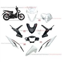 Bộ dàn áo Wave RSX 110 2020 màu Trắng Đen Vành Đúc (9 món), Bộ áo nhựa màu Wave Rsx 110 Bánh mâm Phanh đĩa 2021 2022 2023