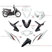 Bộ dàn áo Wave RSX 110 2021 2022 màu Trắng Đen Vành Nan Hoa Phanh Cơ (9 món), Bộ áo nhựa màu Wave Rsx 110 Thắng đùm 2020 2023