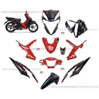 Bộ dàn áo Wave RSX 110 2023 màu Đỏ Tươi Đen Vành Đúc bản Thể Thao (9 món), Bộ áo nhựa màu Wave Rsx 110 Phanh đĩa 2020 2021 2022