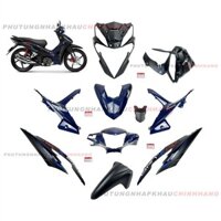 Bộ dàn áo Wave RSX 110 2023 màu Xanh Mực Đen Vành Đúc bản Thể Thao (9 món), Bộ áo nhựa màu Wave Rsx 110 Phanh đĩa 2020 2021 2022