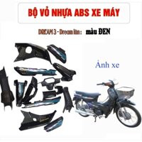 Bộ dàn áo xe Dream lùn màu Đen [FULL TEM] Bộ nhựa ABS nguyên sinh xe Dream 3 cao cấp -S1351