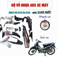 Bộ dàn áo xe SIRIUS đời 2005 đến 2018 màu Xanh nhớt - phanh Cơ (Đùm), nhựa nguyên sinh ABS G562