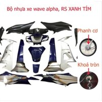 Bộ dàn áo xe Wave RS, anpha, S100 phanh cơ,khóa tròn đời 2006 - 2016  Xanh Tím Than [ẢNH THẬT] Cụm pha đèn xe Wave RS