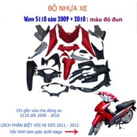 Bộ dàn áo xe WAVE S110 - RS110 màu Đỏ đời 2009 đến 2010, nhựa ABS nguyên sinh