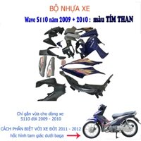 Bộ dàn áo xe WAVE S110 - RS110 màu TÍM THAN, nhựa ABS nguyên sinh_SPP-1545 (2345)