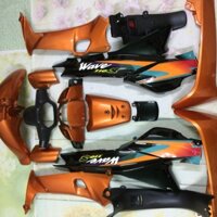 Bộ dàn áo xe WAVE ZX - alpha đời 2002 đến 2005 màu Cam Đen, nhựa nguyên sinh ABS loại 1