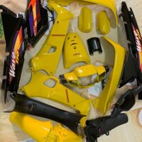 Bộ dàn áo xe Wave Zx - anpha - Wave Thái 1 bóng đời 1999 đến 2006  màu Vàng Đen -nhựa trắng ABS loại 1