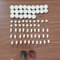 Bộ đánh bóng đầu lông cừu nỉ đánh bóng chân cán 3ly dùng cho máy khoan mài mini (72 đầu bông + 2 cán + 2 lọ đánh bong)