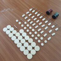 Bộ đánh bóng đầu lông cừu nỉ đánh bóng chân cán 3ly dùng cho máy khoan mài mini (72 đầu bông + 2 cán + 2 lọ đánh bong)