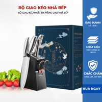 Bộ dao 5 món chất liệu thép không rỉ. Chặt xương, thái đông lạnh, cắt dây, mở hộp, kiêm nạo. Sắc bén, tiện lợi
