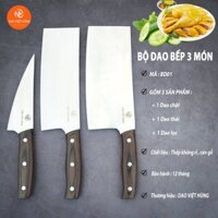 Bộ dao bếp 3 món đa năng thép không rỉ đa năng cán gỗ BD01