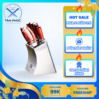 Bộ Dao Bếp Đức 7 Món Cao Cấp – Cán Gỗ Đỏ Tự Nhiên, Thép Không Gỉ, Sắc Bén, Đảm Bảo Chất Lượng