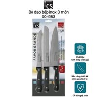 Bộ dao bếp inox 3 món CS Favor Grande cán đen 004583