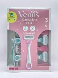 BỘ DAO CẠO DÀNH CHO NỮ 3 LƯỠI GILLETTE VENUS SENSITIVE PLUS DISPOSABLE RAZOR HỘP 15 DAO