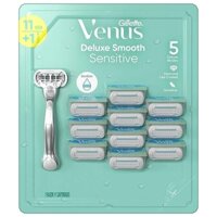 BỘ DAO CẠO DÀNH CHO NỮ 5 LƯỠI CAO CẤP GILLETTE VENUS DELUXE SMOOTH SENSITIVE 1 THÂN VÀ  11 LƯỠI