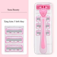 Bộ dao cạo lông nách, bikini, lông chân 6 lưỡi tặng kèm 3 đầu thay Lady's Grainer Sena Beauty