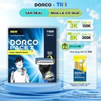 Bộ Dao Cạo Râu 3 Lưỡi Dorco Pace 3 Gồm 1 Cán 9 Đầu Cạo