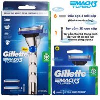 Bộ dao cạo râu Gillette Mach3 Turbo 3D (1 tay cầm và 6 đầu cạo)