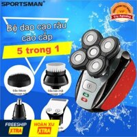 Bộ dao cạo râu xịn + Tông đơ + Tỉa lông mũi + Matxa mặt + Rửa mặt (5 trong 1) Sạc Pin Sportsman S525