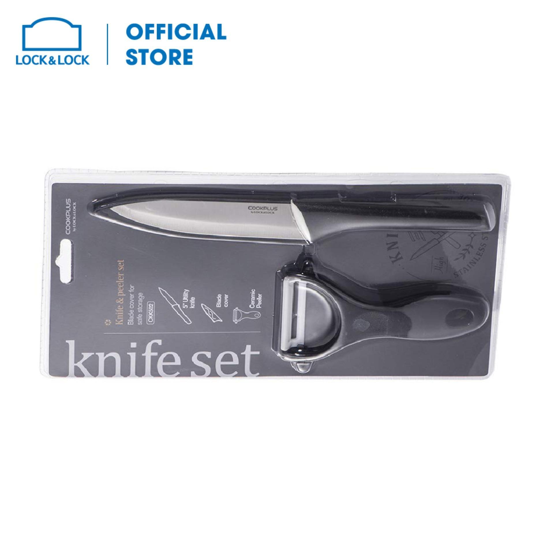 Bộ dao có nắp đậy 5  và dao bào bằng sứ Lock&Lock Cookplus CKK502