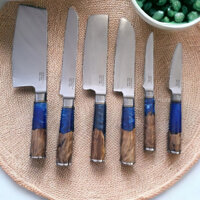 Bộ Dao Damascus 6 món thích hợp làm quà tặng. Loại thép damacus 67 lớp, lõi thép VG10 carbon cao