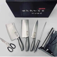 Bộ Dao Inox 6 Món Xuất Nhật Cao Cấp - Bộ Dao Kéo 6 Món Nhật Bản Chống Gỉ, Có Kèm Khay Để Dao Kéo