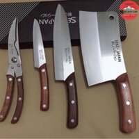 Bộ Dao Kéo 4 Món Cao Cấp SEKI Bếp Nhật - Hàng Nội Địa Nhật - Siêu Chắc Chắn - Gia Dụng Nhật TC