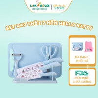 Bộ Dao Kéo 7 Món, Bộ Dao Thớt Kéo Nạo Nhà Bếp Hello Kitty Cao Cấp 7 Chi Tiết Inox Chống Gỉ
