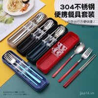 Bộ dao kéo di động bằng thép không gỉ 304 cho sinh viên, quà tặng công ty du lịch ngoài trời, logo, nĩa, thìa, đũa