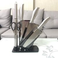 Bộ Dao Kéo Làm Bếp Inox 6 Món Cao Cấp