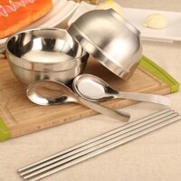 Bộ dao kéo nhựa ngoài trời có khăn ăn Bộ đồ ăn bằng thép không gỉ Bát Đũa và thìa Cắm trại Túi dã ngoại di động đôi Bộ